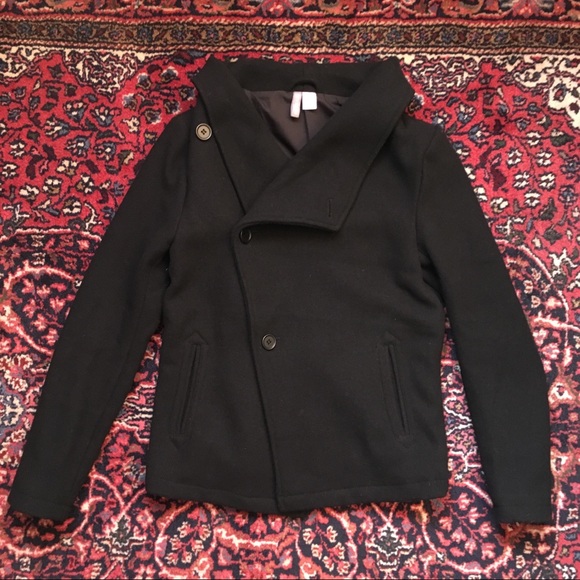 H&M Divided Black Wool Blend Coat Jacket Sz S - Picture 6 of 8